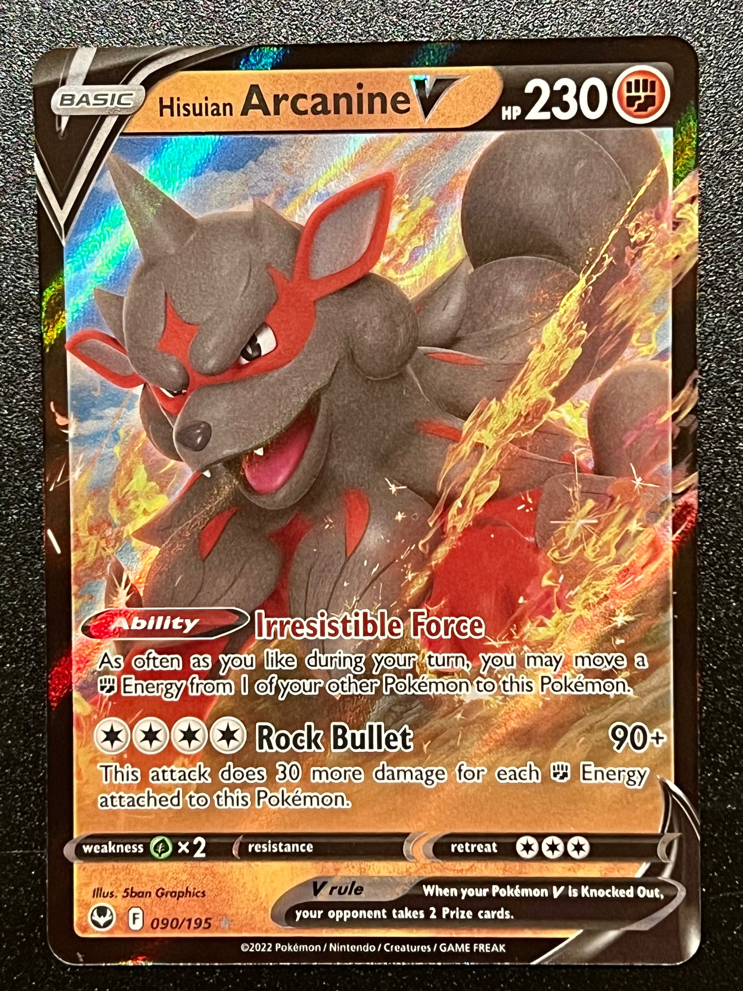 090/195 Hisuian Arcanine V - Pokémon Silver Tempest Ultra Rare
