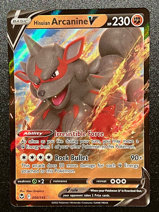 090/195 Hisuian Arcanine V - Pokémon Silver Tempest Ultra Rare